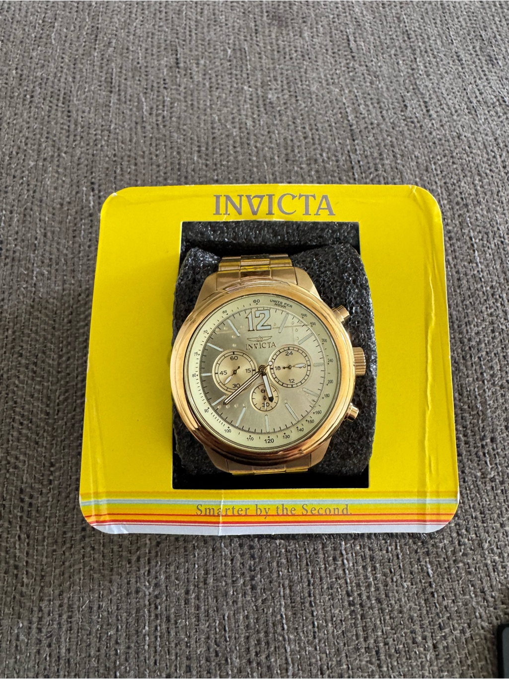 Invicta Aviator Model 28898 Gold Chronograph Watch With Champagne Dial